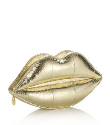 Metallic Snakeskin Lips Clutch