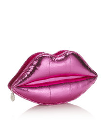 Metallic Snakeskin Lips Clutch