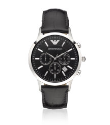 Giant Chronograph Black Leather Watch