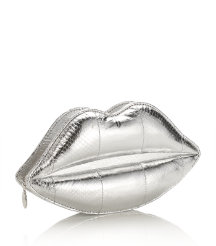 Metallic Snakeskin Lips Clutch